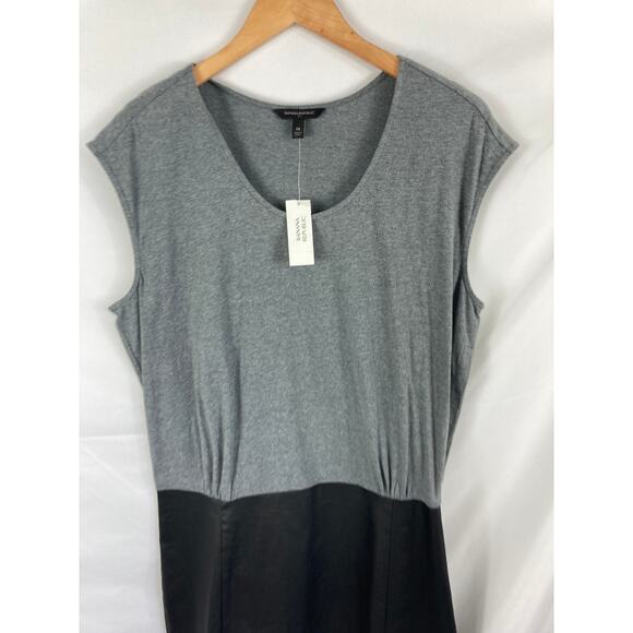 NWT Banana Republic Grey Black Sleeveless Dress Size 14 - Picture 2 of 6